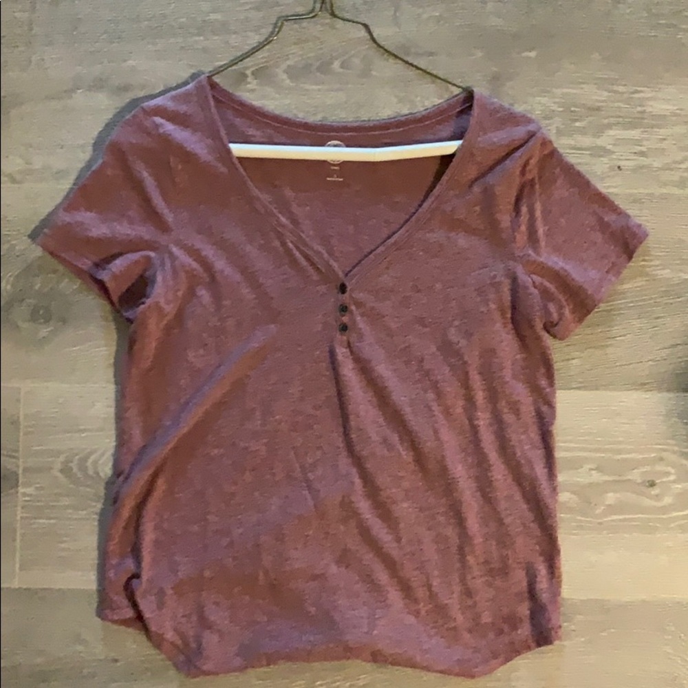 Pink V-neck T-shirt